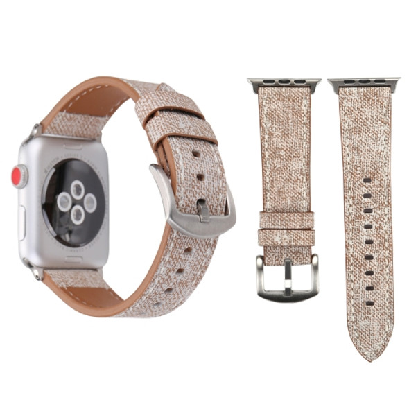 For Apple Watch Series 3 & 2 & 1 42mm Simple Fashion Genuine Leather Cowboy Pattern Watch Strap(Light Grey)