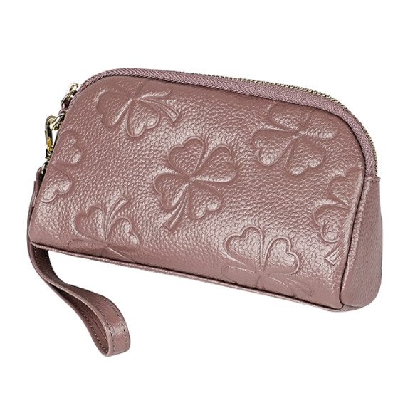 2026 Multifunctional Litchi Texture Women Large Capacity Hand Wallet Shell bag with Card Slots(Pale Pinkish Grey)