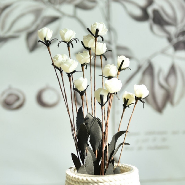 Artificial Rose Bud Wedding Decoration Flower Arrangement Party Home Decoration(White)