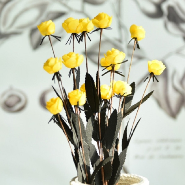 Artificial Rose Bud Wedding Decoration Flower Arrangement Party Home Decoration(Yellow)