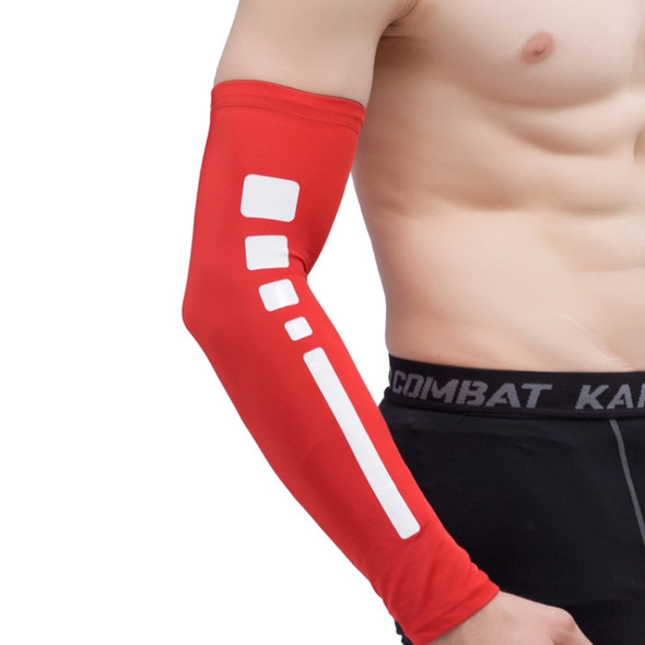 Men Outdoor Sports Elastic Breathable Anti-skid Elbow Arm Sleeve UV Protective Gear, Size: L (Red)