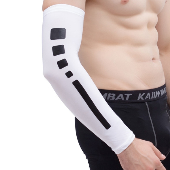 Men Outdoor Sports Elastic Breathable Anti-skid Elbow Arm Sleeve UV Protective Gear, Size: L (White)
