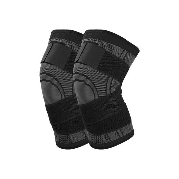 2 PCS Fitness Running Cycling Bandage Knee Support Braces Elastic Nylon Sports Compression Pad Sleeve, Size:M(Black)