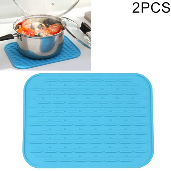 2 PCS Thicken Colorful Silicone Insulation Mat European Anti-burning Pot Pad Table Waterproof  Phone Pad(Blue)