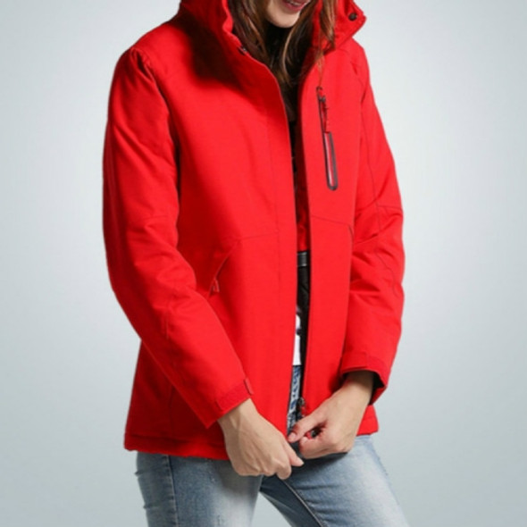 Autumn and Winter Men and Women Smart Heating Jacket Carbon Fiber Heating Travel Jacket, Size:XXL(Women Red)