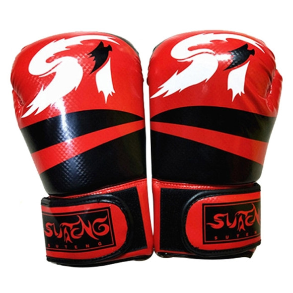 SUTENG Matting Texture PU Leather Fitness Boxing Gloves for Adults(Red)