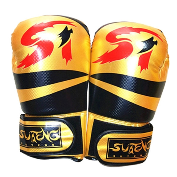 SUTENG Matting Texture PU Leather Fitness Boxing Gloves for Adults(Red + Gold)