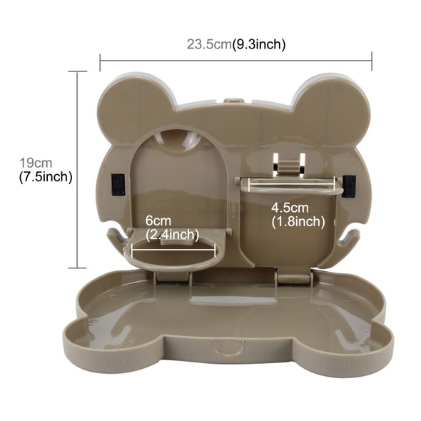 Cartoon Style Foldable Back Car Seat Drink Holder Back Seat Food Tray Storage Organizer Table(Brown)