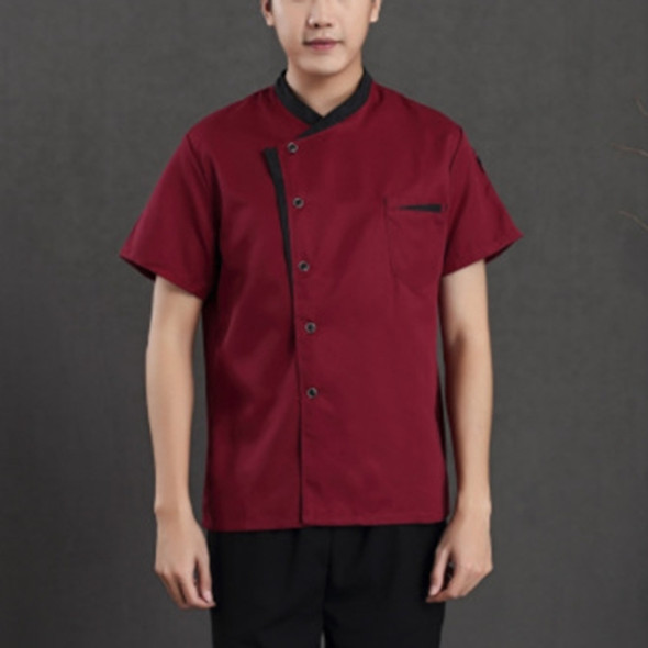 Spliced Chef Cooking Workwear  Catering Restaurant Coffee Shop Waiter Uniforms, Size:4XL(Wine Red)