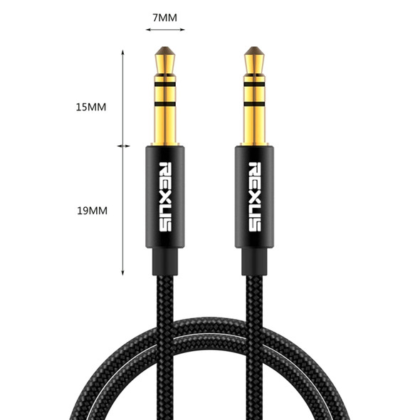 REXLIS 3629 3.5mm Male to Male Car Stereo Gold-plated Jack AUX Audio Cable for 3.5mm AUX Standard Digital Devices, Length: 1.8m