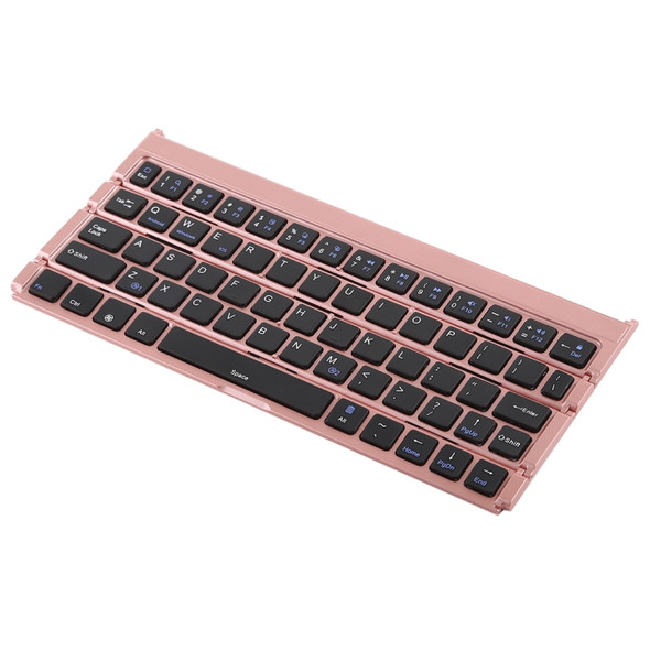 GK808 Ultra-thin Foldable Bluetooth V3.0 Keyboard, Built-in Holder, Support Android / iOS / Windows System(Rose Gold)