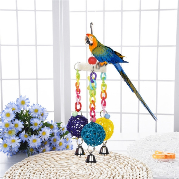 Creative Wooden Parrot Rattan Ball String Swing Bite Toy