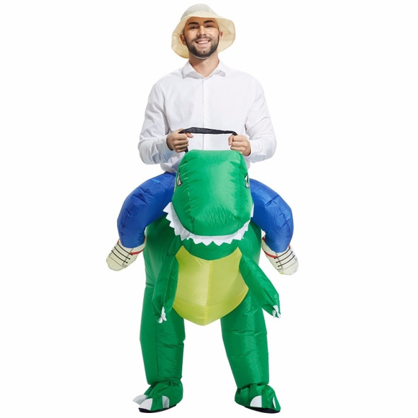 Operated Inflatable Dinosaur Fancy Polyester Dress Halloween Party Costume for Adult, Recommended Height: 1.6-1.9m(Green)