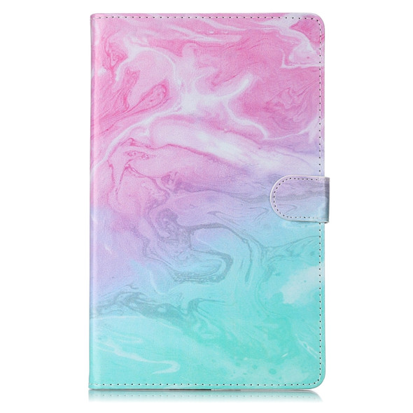 Colored Drawing Pattern Horizontal Flip PU Leather Case with Holder & Card Slots & Wallet For Galaxy Tab A 10.1 (2019) / T510(Pink Green  Marble )