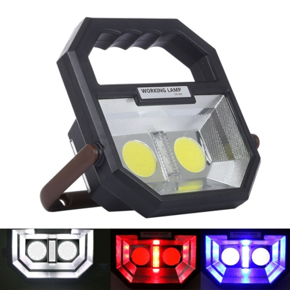 White + Red & Blue Warning Light COB LED Camping Tent Light, Multi-function Outdoor Portable Emergency Flashlight Lamp with Handle & Holder & USB Output Port