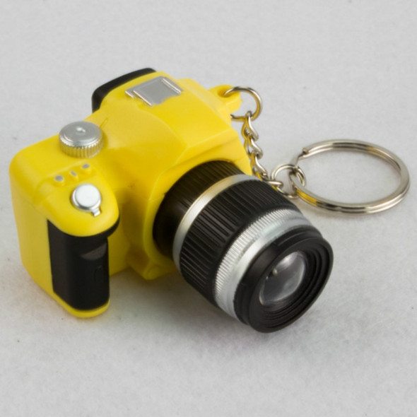 Children Mini SLR Camera Model Style Key Chain Small Pendant with Sound & LED Light(Yellow)