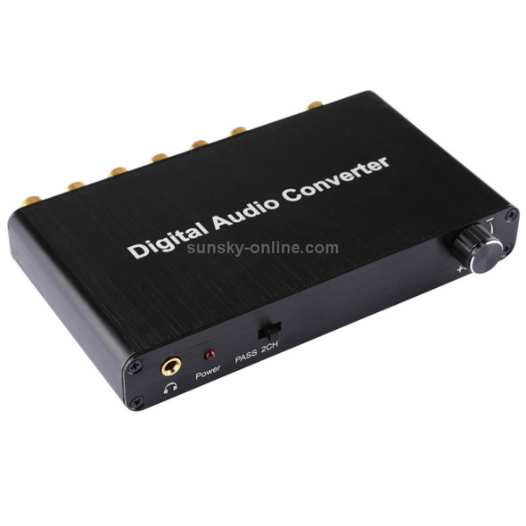 5.1CH Digital Audio Decoder Converter with Optical Toslink SPDIF Coaxial for Home Theater / PS4 / PS3 / XBOX360, Support Volume Control, AC-3, DTS