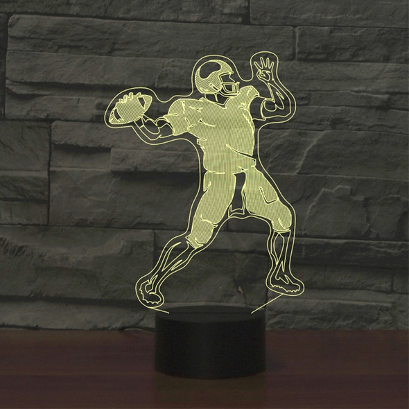 Rugby Quarterback Shape 3D Colorful LED Vision Light Table Lamp, Charging Touch Version