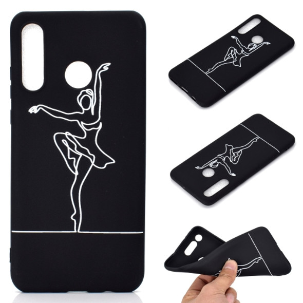 For Huawei P30 Lite Shockproof Stick Figure Pattern Soft TPU Protective Case(Ballet Girl)
