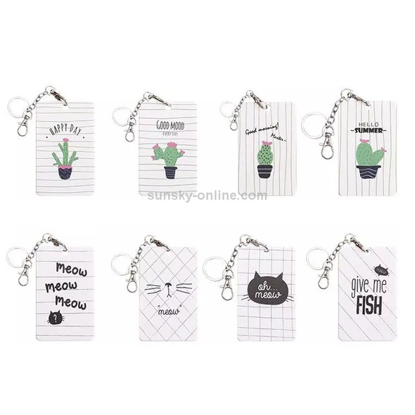 2 PCS Cute Cartoon Document Set Key Chain Bus Meal Card Protective Cover ID Card Set(Cat C)