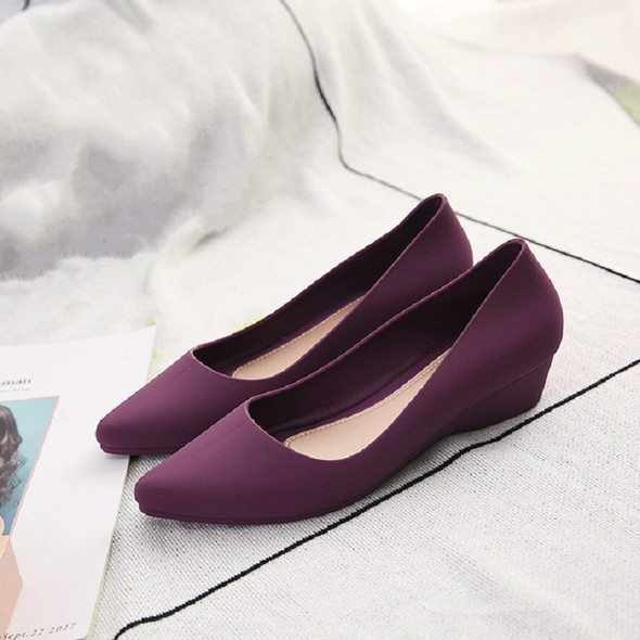Shallow Mouth Square Head Single Shoes, Size:37(Purple)