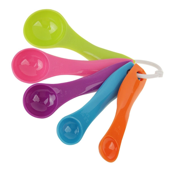 5 Color Hard Plastic Measuring Spoon Set with 5 Spoons