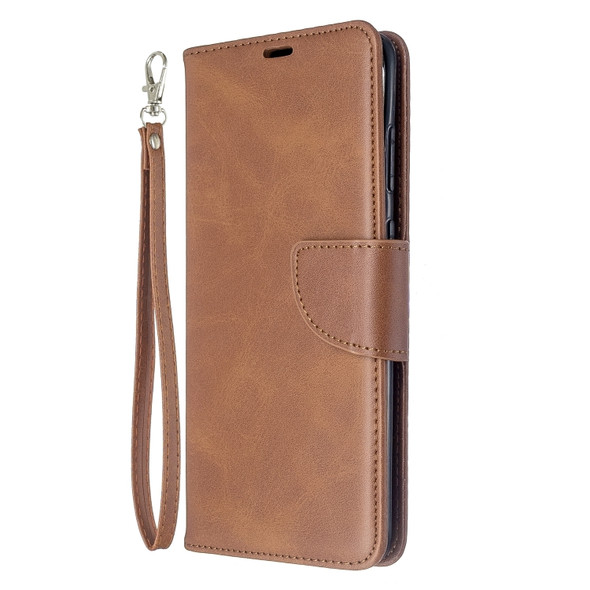 For Galaxy S20 Ultra Retro Lambskin Texture Pure Color Horizontal Flip PU Leather Case with Holder & Card Slots & Wallet & Lanyard(Brown)