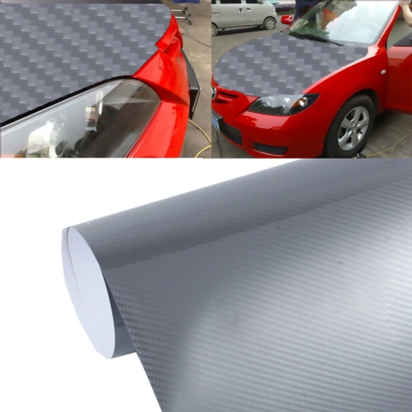 5D High Gloss Carbon Fiber Car Vinyl Wrap Sticker Decal Film Sheet Air Release, Size: 152cm x 50cm(Silver)