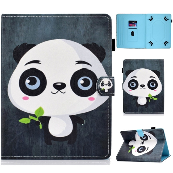 Colored Drawing Stitching Universal Horizontal Flip Leather Case, with Holder & Card Slots for 8 inch Tablet PC(Panda)