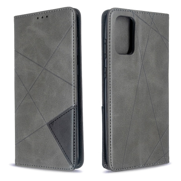 For Galaxy S20 Ultra Rhombus Texture Horizontal Flip Magnetic Leather Case with Holder & Card Slots(Grey)