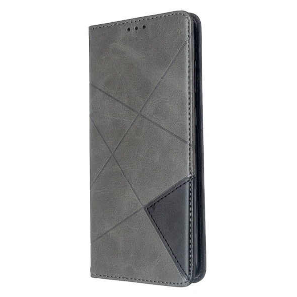 For Galaxy S20 Ultra Rhombus Texture Horizontal Flip Magnetic Leather Case with Holder & Card Slots(Grey)