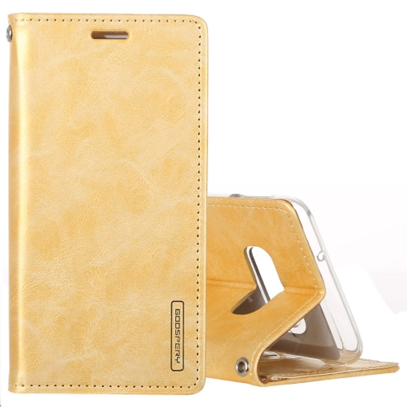 GOOSPERY BLUE MOON FLIP Series Crazy Horse Texture Horizontal Flip Leather Case for Galaxy S10e, with Holder & Card Slots & Wallet(Gold)