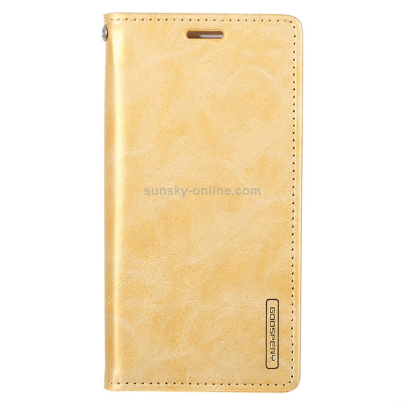 GOOSPERY BLUE MOON FLIP Series Crazy Horse Texture Horizontal Flip Leather Case for Galaxy S10e, with Holder & Card Slots & Wallet(Gold)