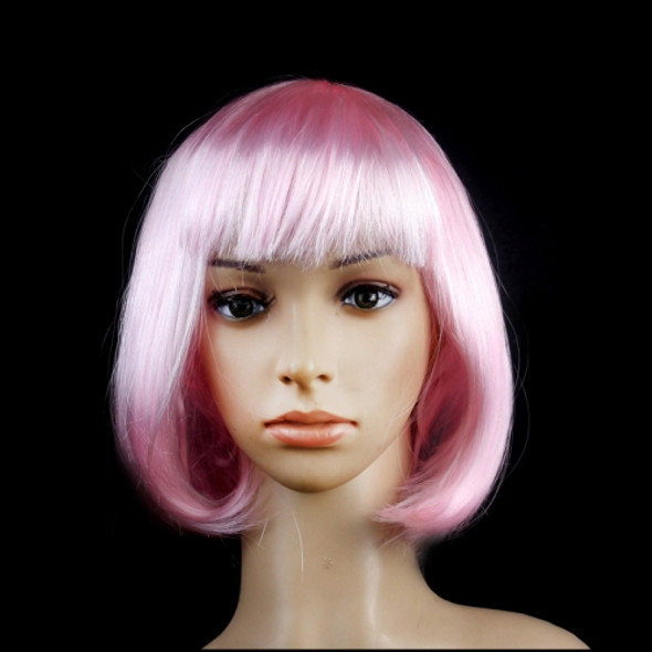 Party Cosplay Headwear Straight Short PET Wigs For Female(Pink)