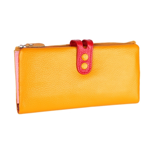 3572 Litchi Texture Leather Zipper Lady Wallet Large-capacity Purse(Yellow)