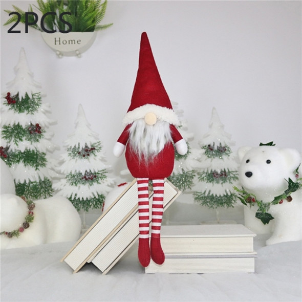 2 PCS CX20218 Faceless Long-legged Sitting Doll Window Ornament Christmas Decoration(Red)