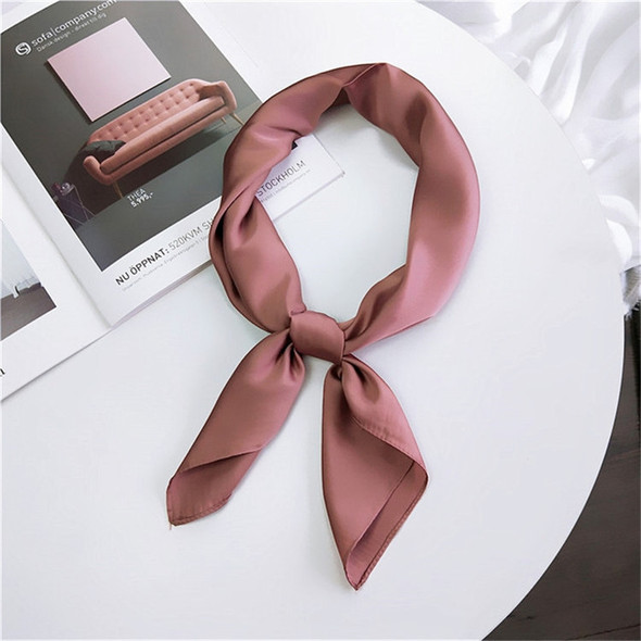 Soft Imitated Silk Fabric Solid Color Small Square Scarf Professional Silk Scarf for Women, Length: 70cm(Deep Pink)