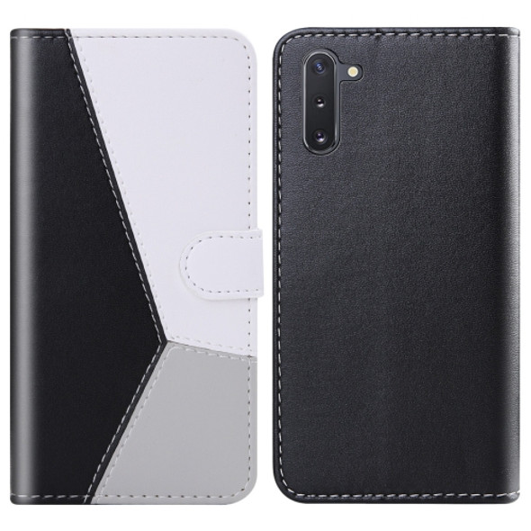 For Galaxy Note10 / Note10 5G Tricolor Stitching Horizontal Flip TPU + PU Leather Case with Holder & Card Slots & Wallet(Black)