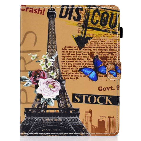 Colored Drawing Stitching Universal Horizontal Flip Leather Case, with Holder & Card Slots for 8 inch Tablet PC(Eiffel Tower)