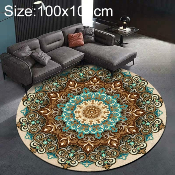 Ethnic Carpet Camel Mandala Flower Carpet Non-slip Floor Mat, Size:Diameter 100cm(Gray)