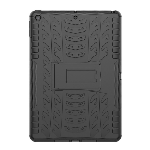 For iPad 10.2 Tire Texture TPU + PC Shockproof Case with Holder(Black)