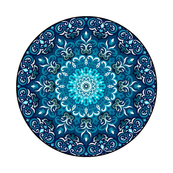 Ethnic Carpet Camel Mandala Flower Carpet Non-slip Floor Mat, Size:Diameter 100cm(Blue)