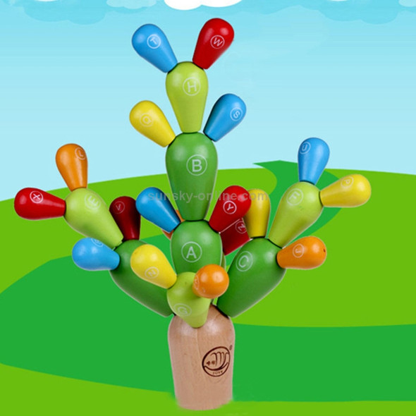 Letter Style Children Early Education Wooden Assembly Cactus Educational Toys, Size: 18.5*16.3*6cm