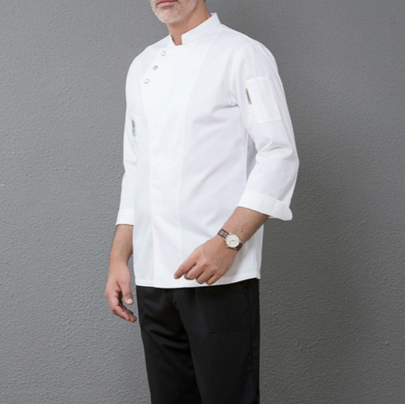 Men and Women Hotel Canteen Cake Baker Kitchen Long Sleeve Work Clothes, Size:M(White)