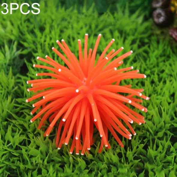 3 PCS Aquarium Articles Decoration TPR Simulation Sea Urchin Ball Coral with Point, Size: S, Diameter: 7cm(Orange)