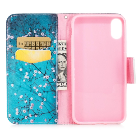 Colored Drawing Pattern Horizontal Flip Leather Case for Samsung Galaxy S10e, with Holder & Card Slots & Wallet(Plum Blossom)
