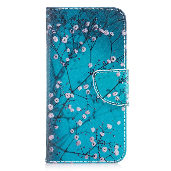 Colored Drawing Pattern Horizontal Flip Leather Case for Samsung Galaxy S10e, with Holder & Card Slots & Wallet(Plum Blossom)