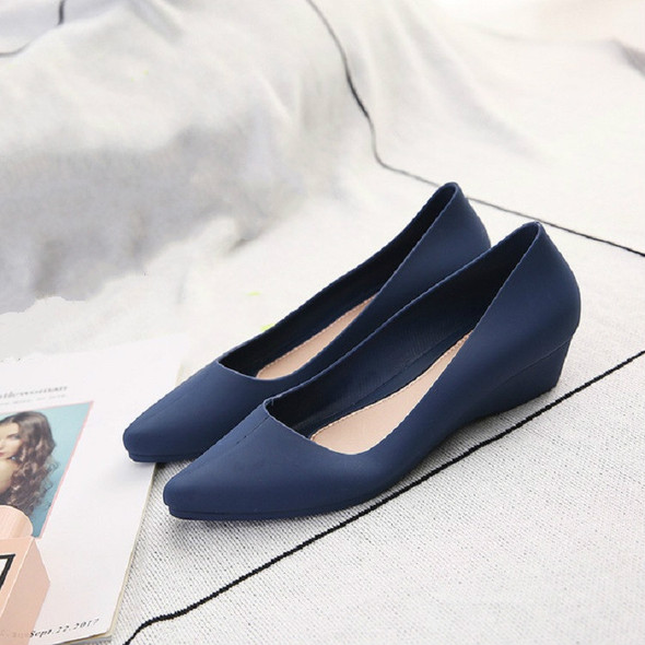 Shallow Mouth Square Head Single Shoes, Size:40(Blue)