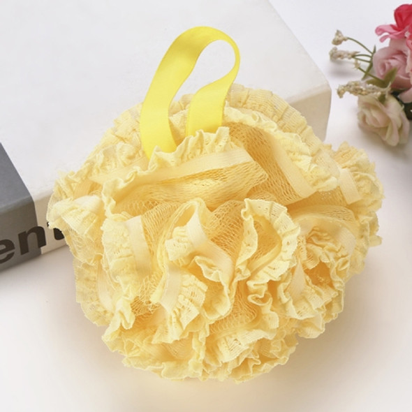 Thicken Lace Polyfoam Bath Ball Bath Flower with Rope(Yellow)
