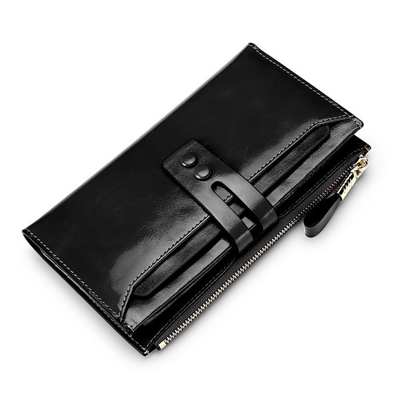 8239 Antimagnetic RFID Multi-function Leather Lady Wallet Large-capacity Purse with Detachable Card Holder (Black)